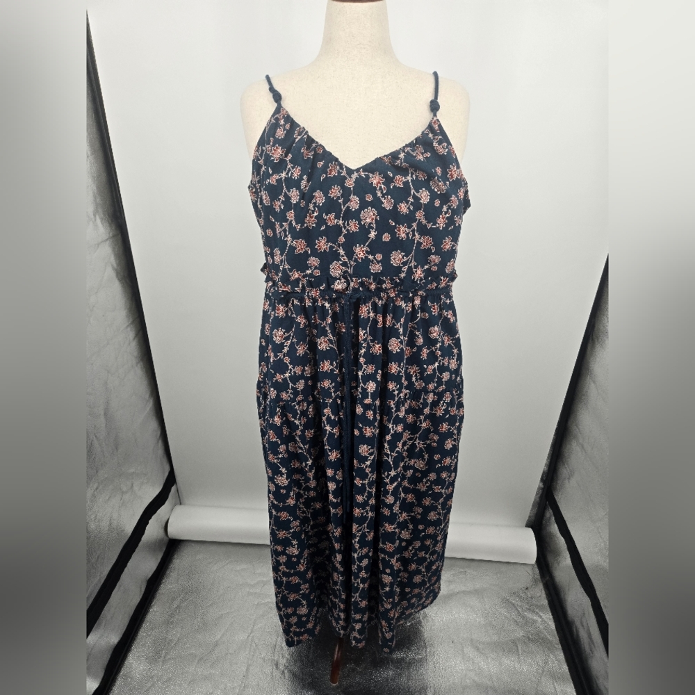Future Collective Navy Floral Spaghetti-Strap Maxi Dress 1X NWT (6579)